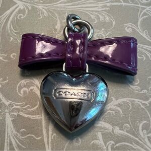 Coach Puffy Heart and Purple Bow Keychain
